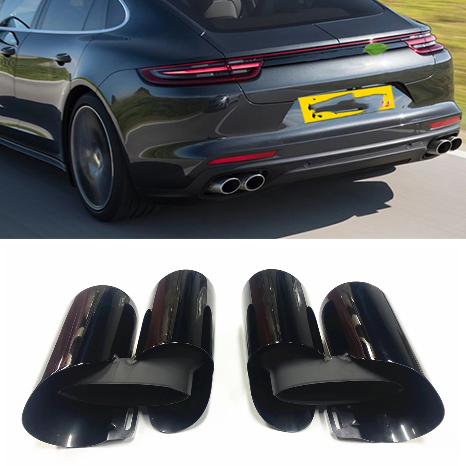 

GTS Style Rear Exhaust Muffler Tip For Porsche Cayenne V6 2017 2018 Panamera 971 Titanium Black Tail Pipe Air Vent Tailpipe