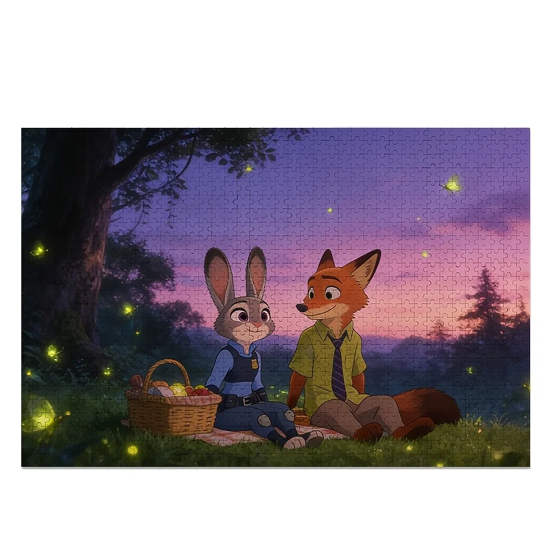 1000개 디즈니 주토피아 주디 홉스와 닉 와일드 포스터 퍼즐, 높은 난이도, 성인용 두뇌 자극, 직소 퍼즐 및 선물