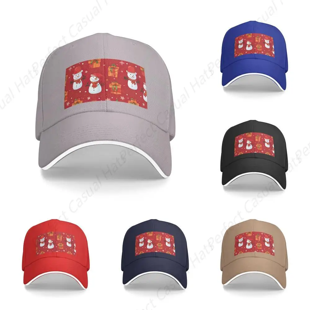 

Hot-Selling Xmas Gift Snowman Printing Hat Sandwich Caps Peaked Caps Trucker Hat Men Women Outdoor Sport Travel Sun Visor 