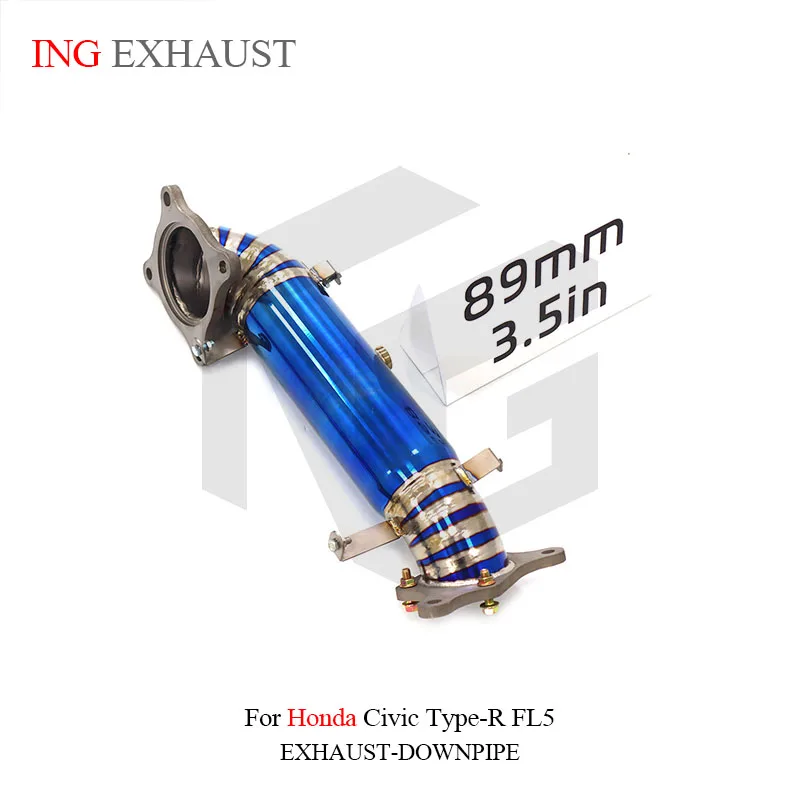 ملحقات ING أنبوب سفلي من سبائك التيتانيوم Catless لسيارة Honda Civic Type-R FL5 أداء رأس المحرك نظام عادم نمط جديد #4