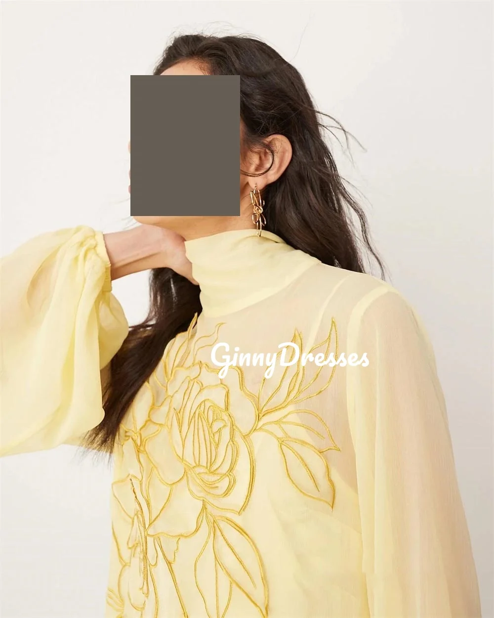 Cocktail Dresses Customized Scoop Neckline A-Line Floor-Length Formal Occasion Dresses Beadings Zipper Up Long Sleeves Formal