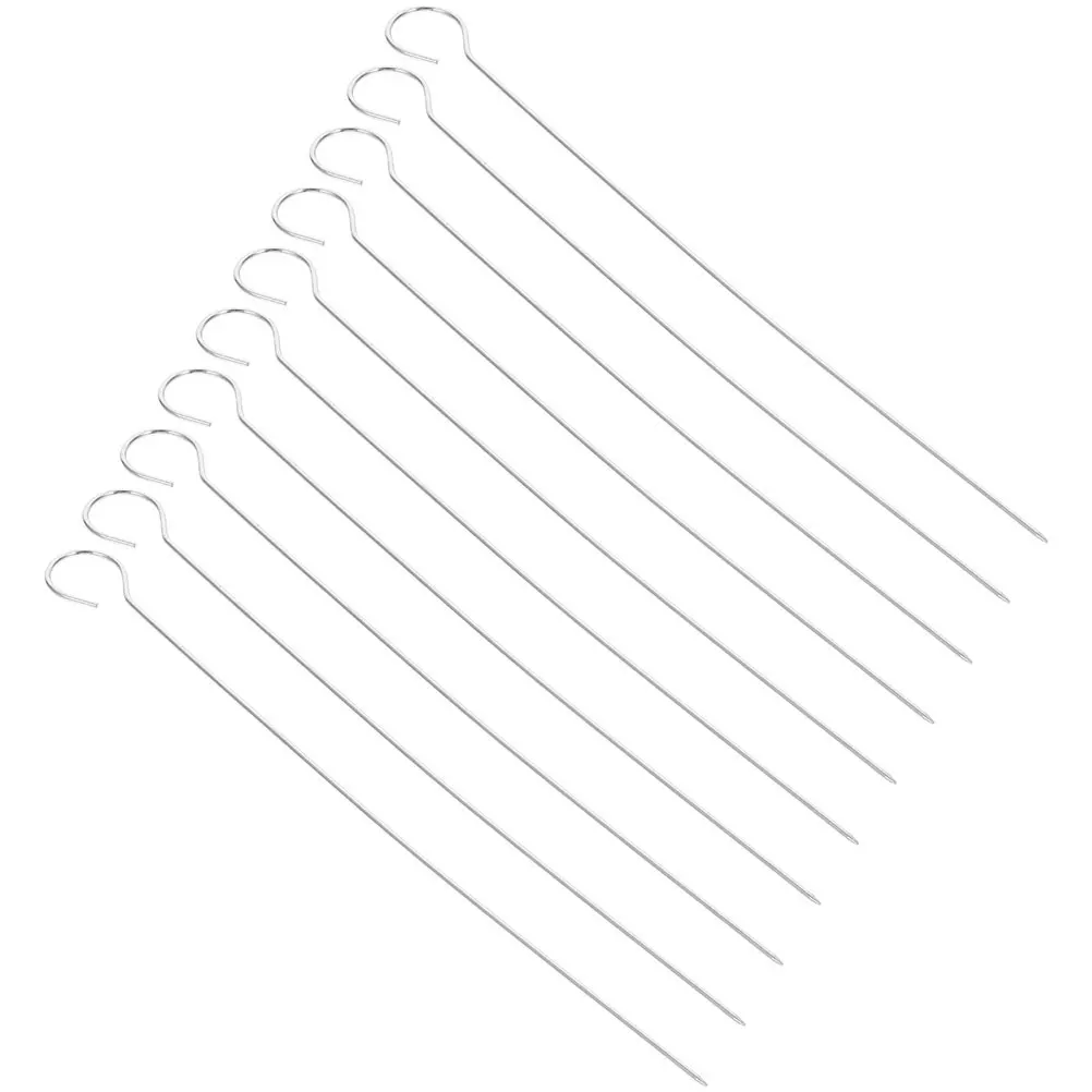 

25 PCS Barbecue Skewers Fondue Kabob Grilling Silver Bbq Stick Flat