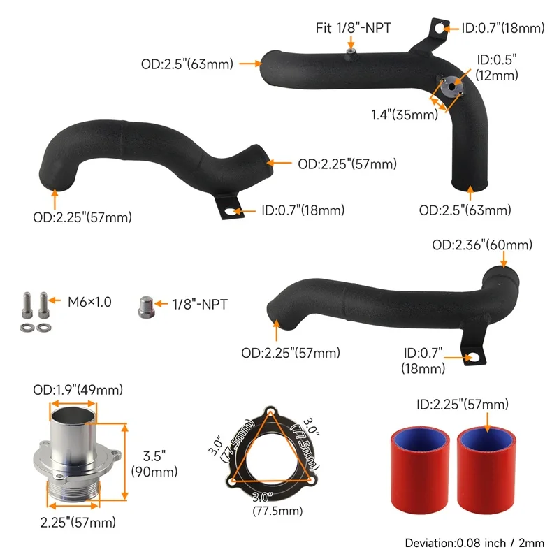 Charge Pipe Kit Intercooler Fit For Audi A3/S3 VW Golf GTI R MK7 EA888 1.8T 2.0T TSI Black