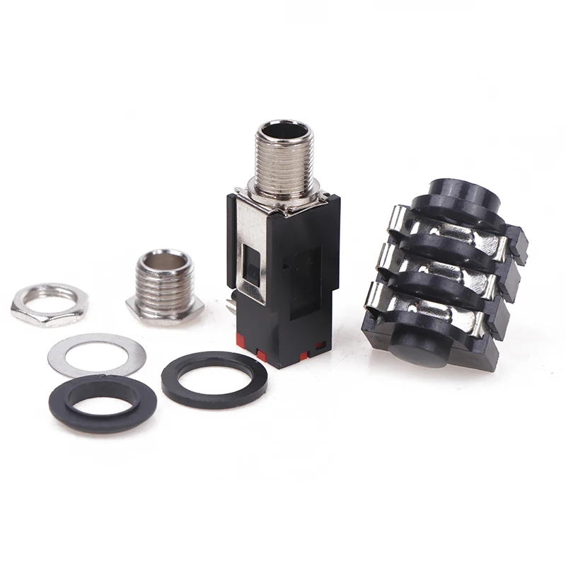 5pcs 1/4 Jack Female 6.35mm Jack Stereo 1/4 inch Guitar Pedal Input Jack Socket PCB Mount 6 Pin Input Output Jack Connector