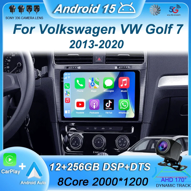

Android 15 Carplay Stereo For Volkswagen VW Golf 7 2013-2020 MK7 Auto Car Radio Multimedia GPS Video Player Navigation Head Unit