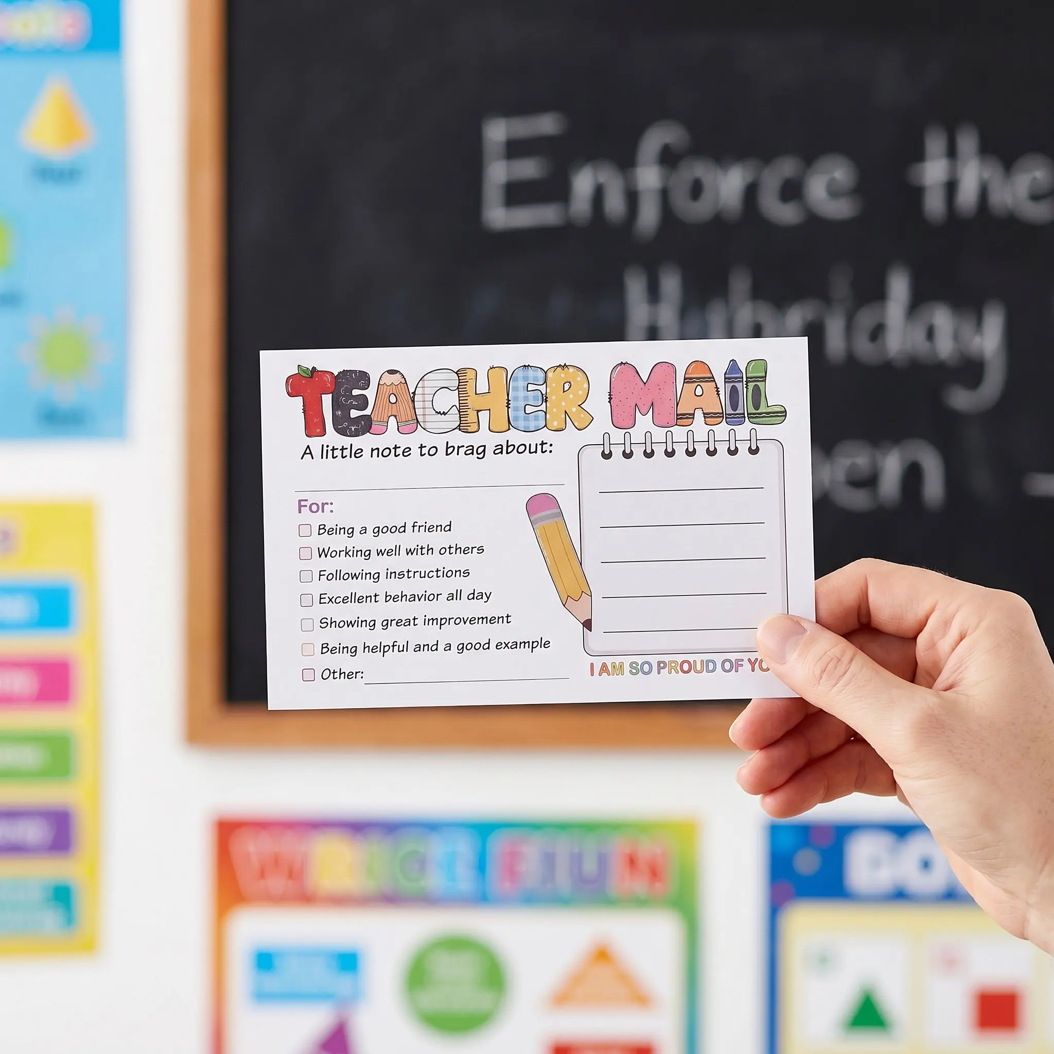 2Set School Themed Note Cards Thick Cardstock Teacher Mail Notes for Parents Daily Classroom Communication Positive Feedback view 2