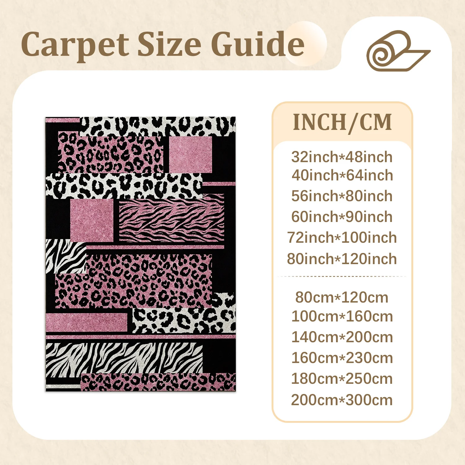 Large Indoor Area Rug, Soft Velvet Low Pile with Non-slip Dotted Backing, Machine Washable Pink Black Leopard Zebra Geometric Rug for Living Room Bedroom