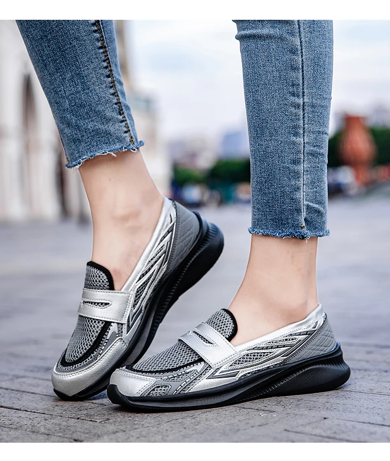 ArfaStep Damen-Loafer-Schuhe, Plateau-Penny-Loafer mit grober Sohle, bequeme Slip-On-Schuhe für Arbeit, Büro, Business, Freizeit, elegante Schuhe – Detail 12