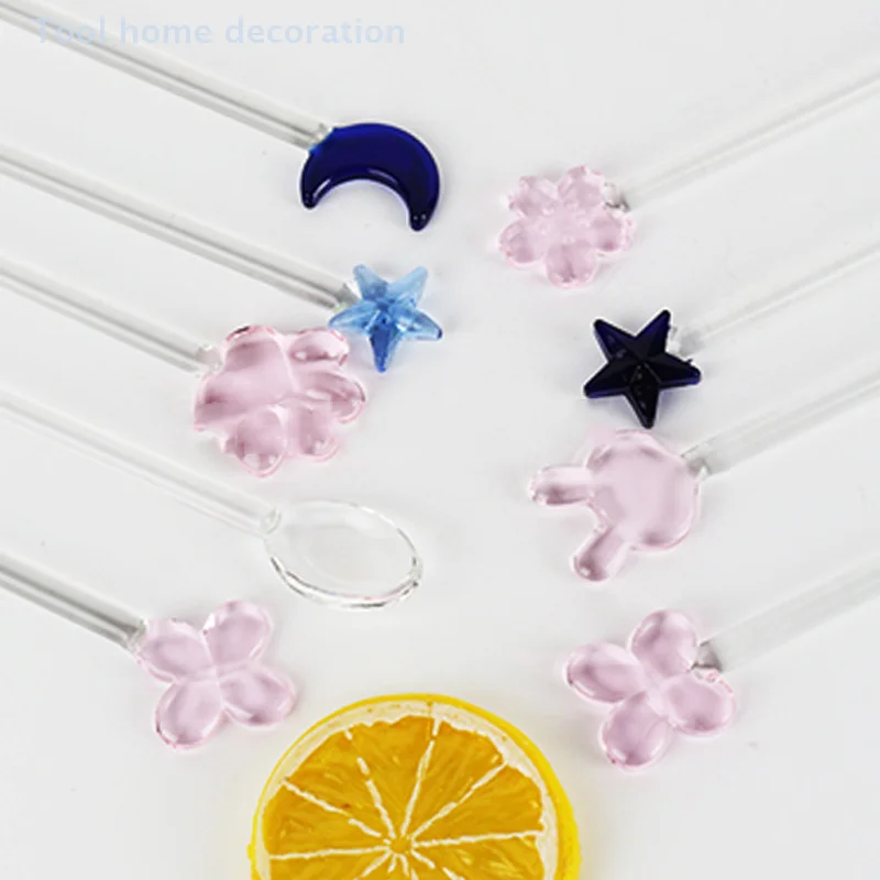 

Милая стеклянная мешалка Kawaii Moon Star, палочки для перемешивания коктейльных напитков, многоразовый миксер для напитков, декоративный миксер для напитков