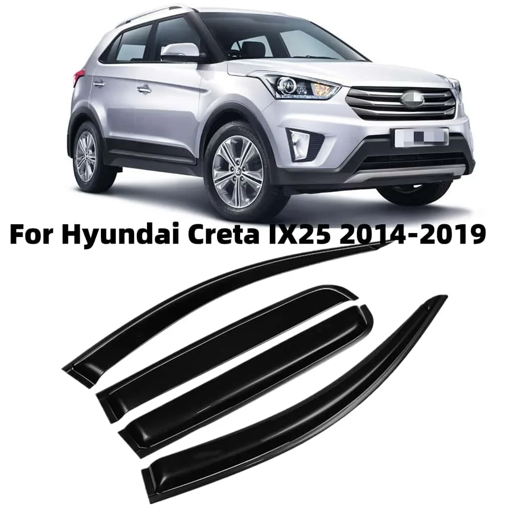 For Hyundai Creta IX25 2014-2019 Cars Accessories Window Visors Rain Sun Guard Vent Wind Deflector Weathershield Moulding Trim