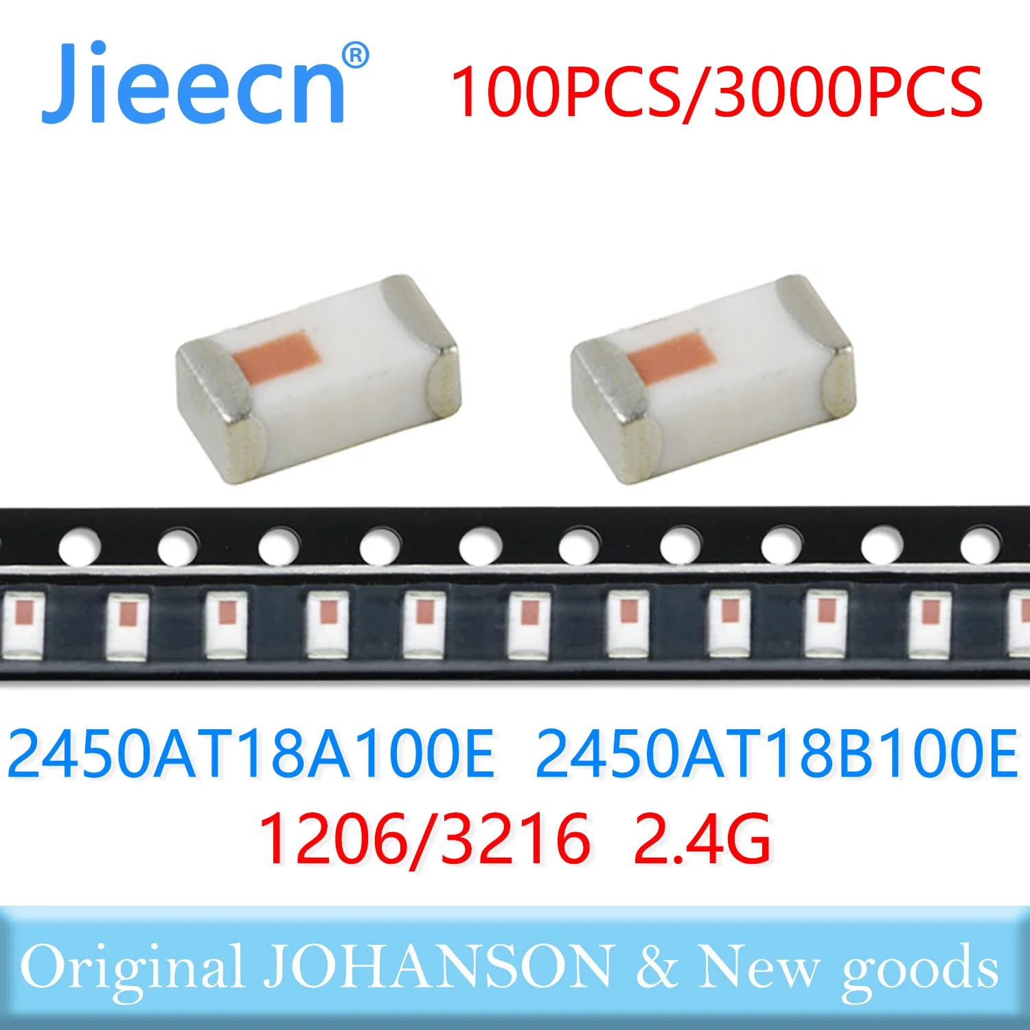 

Jieecn 100 шт. 3000 шт. 1206/3216 2450AT18B100E 2450AT18-A100E 2,4G 3 мм Bluetooth SMD Высокое качество оригинал JOHANSON