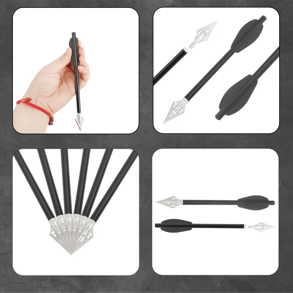 6 قطعة سهام ألومنيوم للرماية أطراف فولاذية قابلة للاستبدال 6.3 بوصة مع دوارات 1.8 بوصة لممارسة الصيد والنشاب والرماية الهدف Acc #4