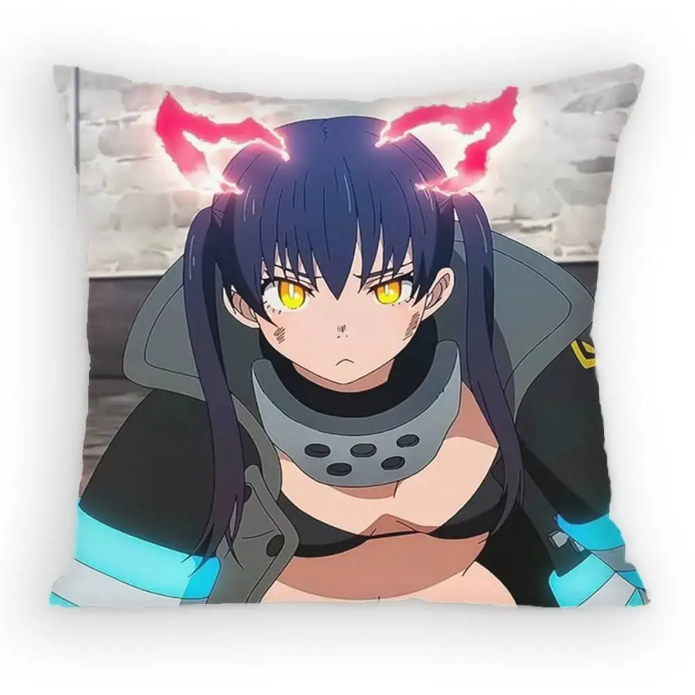 Fire Force Tamaki Kotatsu Pillow Case Sofa Living Room for Bedroom car Headboard Backrest Cushion Square Cushion Nap Time