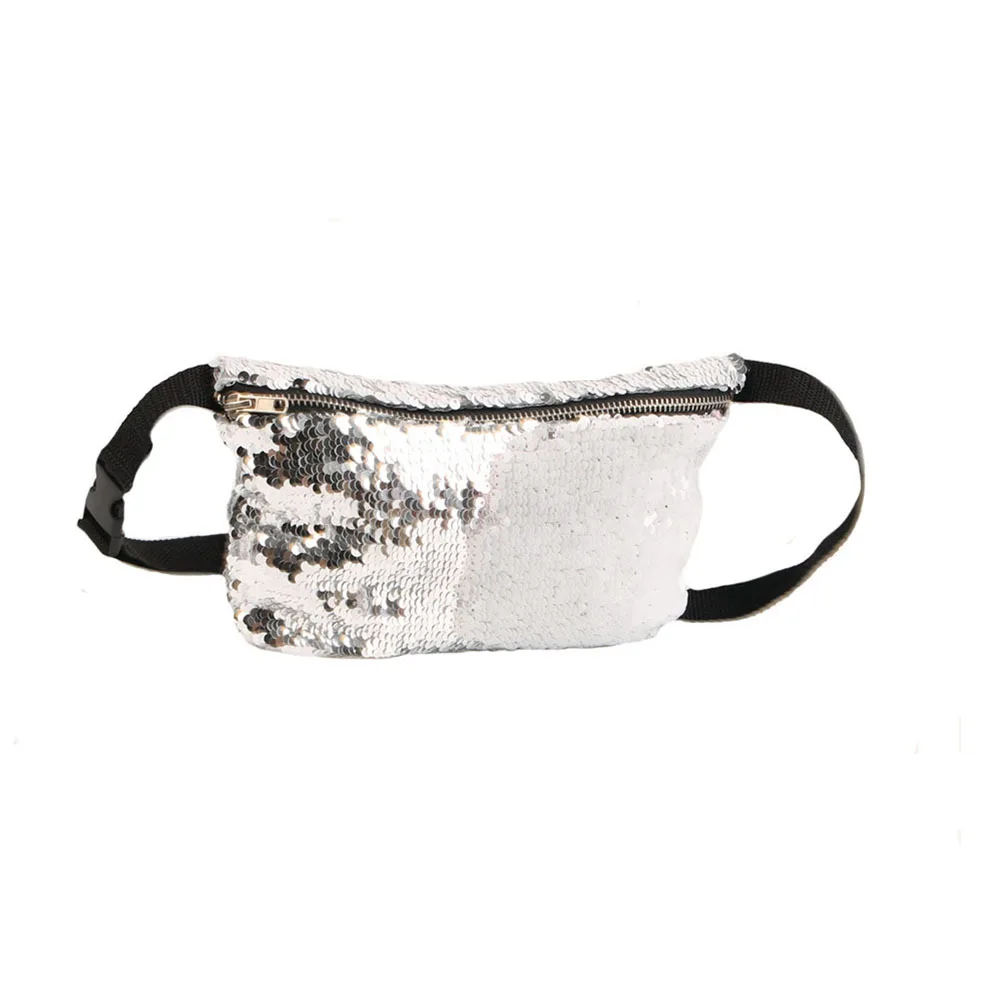 

Sequins Waist Bag Women Fanny Pack Casual Sports Makeup Storage Adjustable Strap Waist Pouch for Girls
