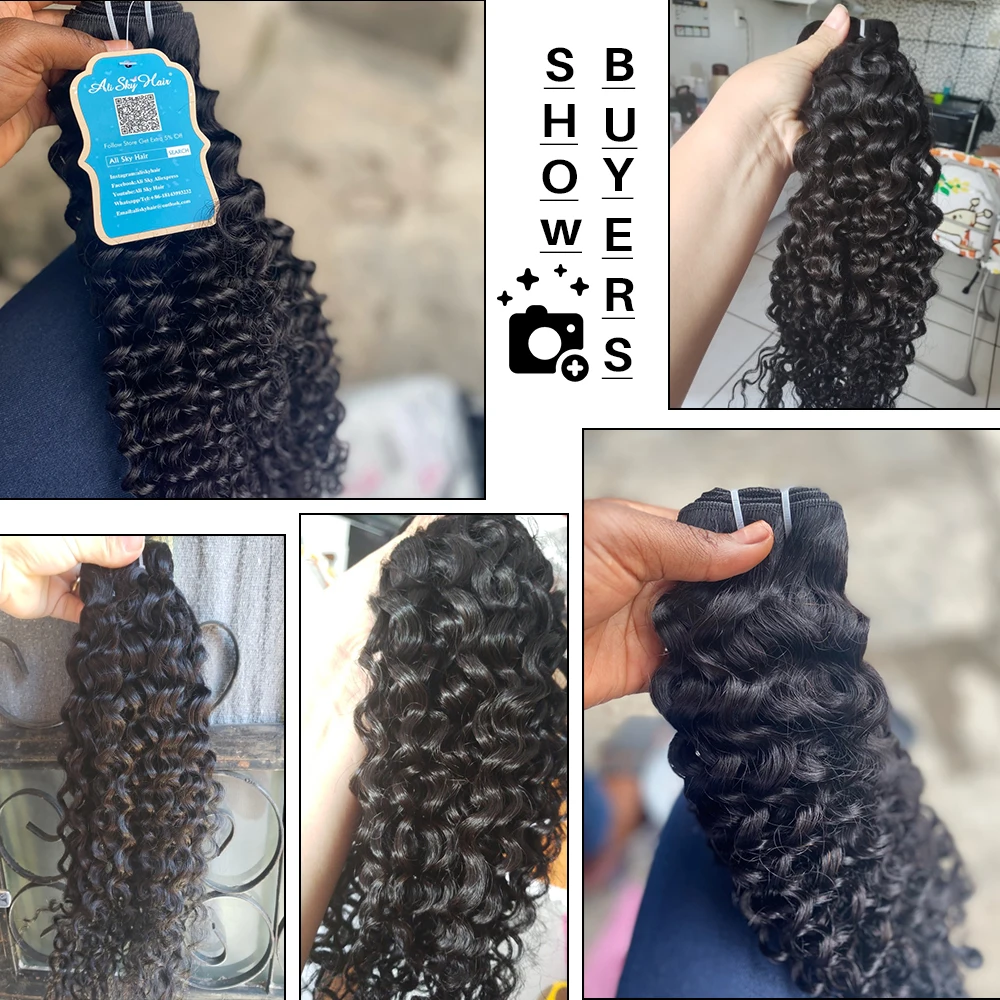 Alisky Curly Hair Bundles Raw Indian Hair Bundle Kinky Curly Bundles 1/3/4 PCS Remy Hair Extensions Human Hair Bundles Black