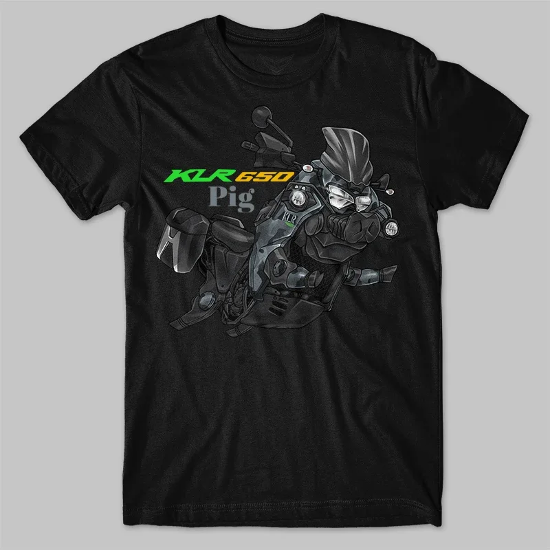 

Classic Japanese Motorcycle KLR 650 Pig Transfiguration Inspired T-Shirt 100% Cotton O-Neck Short Sleeve Casual Mens T-shirt
