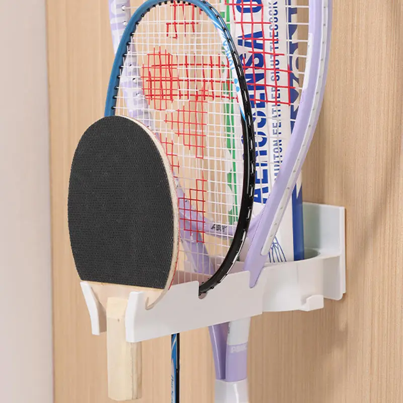 

Настенный держатель для ракеток для бадминтона, 3 слота, вешалка для теннисных ракеток без удара, стеллаж для хранения мячей, теннис
