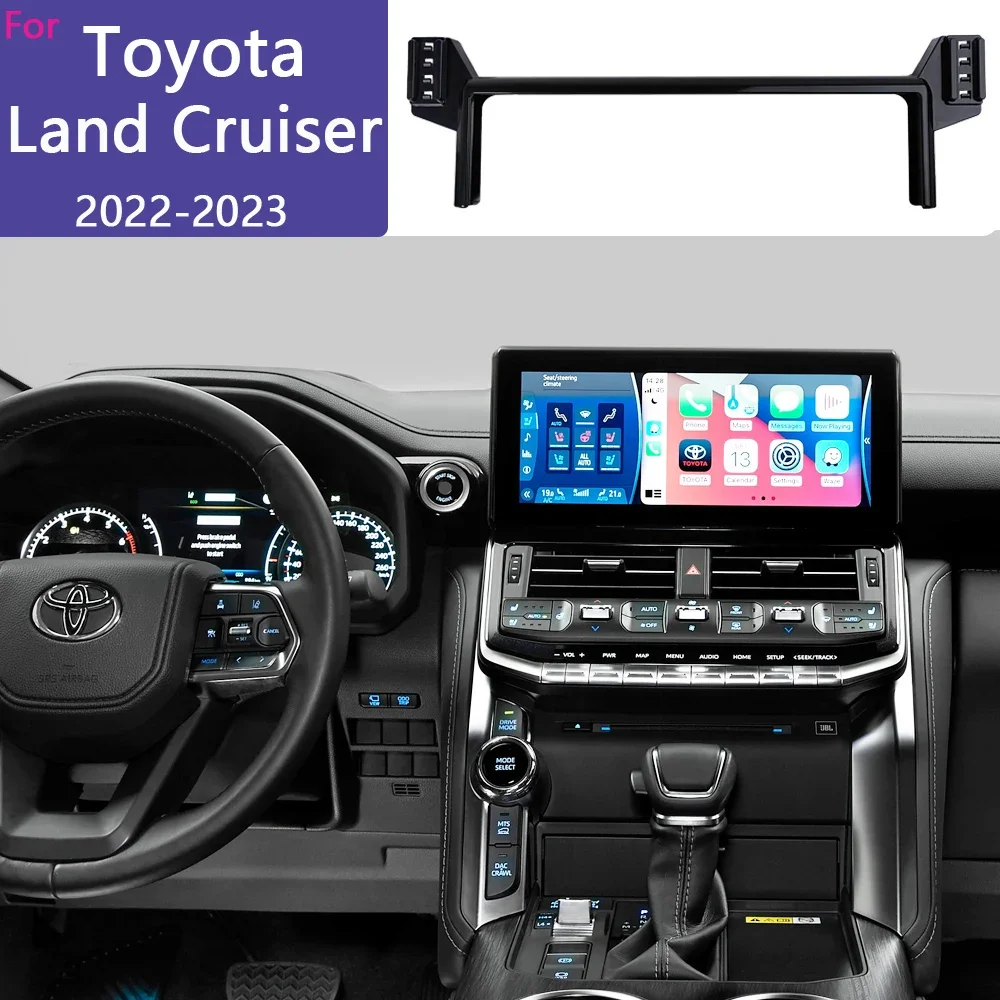 Double Bracket For Toyota Land Cruiser LC300 2022 2023 Multimedia Screen Fixed Base Wireless Charging Stand Car Phone Holder