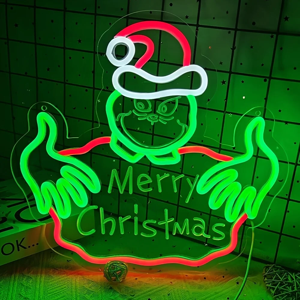 Merry Christmas Neon Sign for Wall Decor LED Light Up Sign Suitable for Living Room Clothing Store Man Cave Birthday Gift
