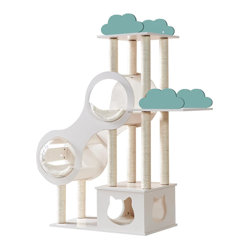 Hot Sale Pop Cat Tree House Cloud-shaped Wooden Furniture Cat Tower Soft Funny For Cat