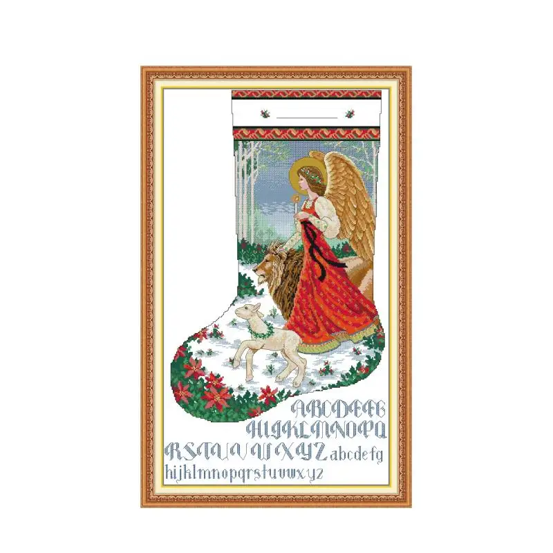 

Чулок «Ангел гадания», набор для вышивки крестом, 14 карат, 11 карат, принт, холст, ручное шитье, вышивка крестиком, рукоделие ручной работы