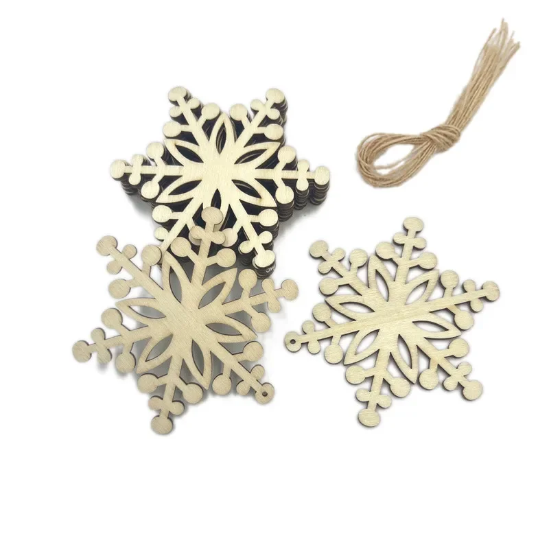 

10pcs 80mm Snowflake Ornaments for Christmas Decoration, Wooden Cutouts Ornament for Hanging Embellishments and Craft DIY