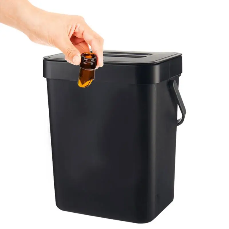 3/5L Trash Can Kitchen Garbage Holder Bathroom Hanging Wall Mounted Storage Bucket Rectangular Desktop Bin Container