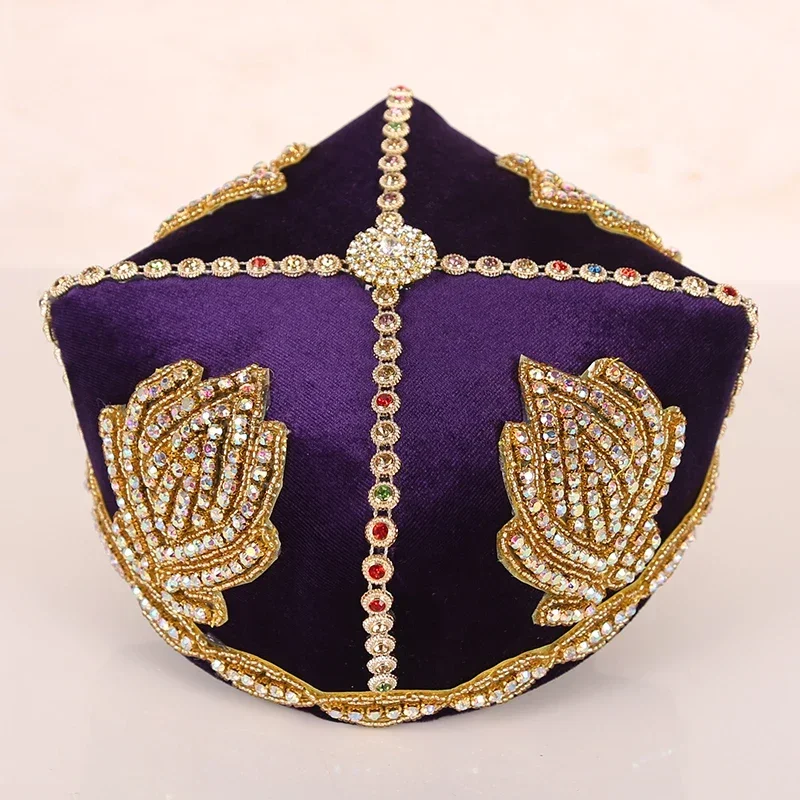 Xinjiang hat women's dance headgear high-end diamond-encrusted Uighur tourism Xinjiang dance performance hat