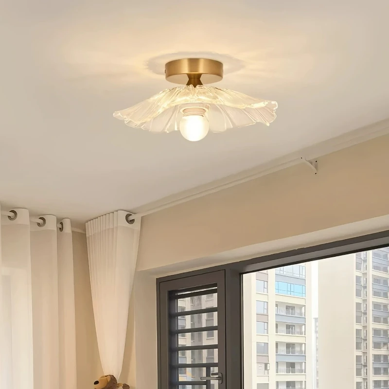 Nordic glass corridor lamp, corridor lamp, staircase sun lamp, wardrobe, entrance hall, lotus ceiling lamp