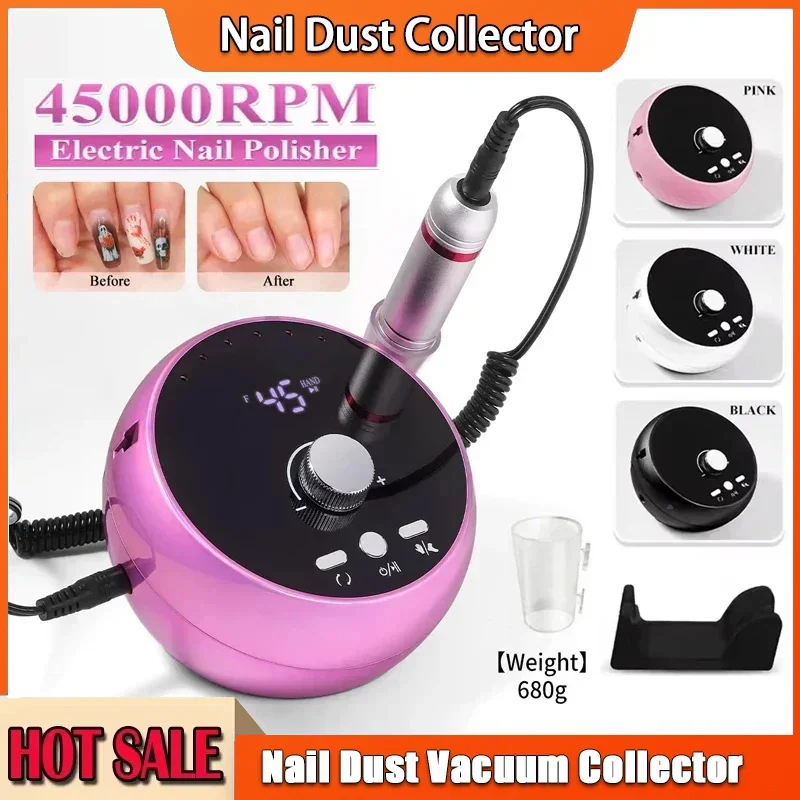 Trapano per manicure professionale 45000 giri/min Trapano elettrico per unghie Bianco Rosa Viola Cuticole per unghie Rimuovi gel levigatrice