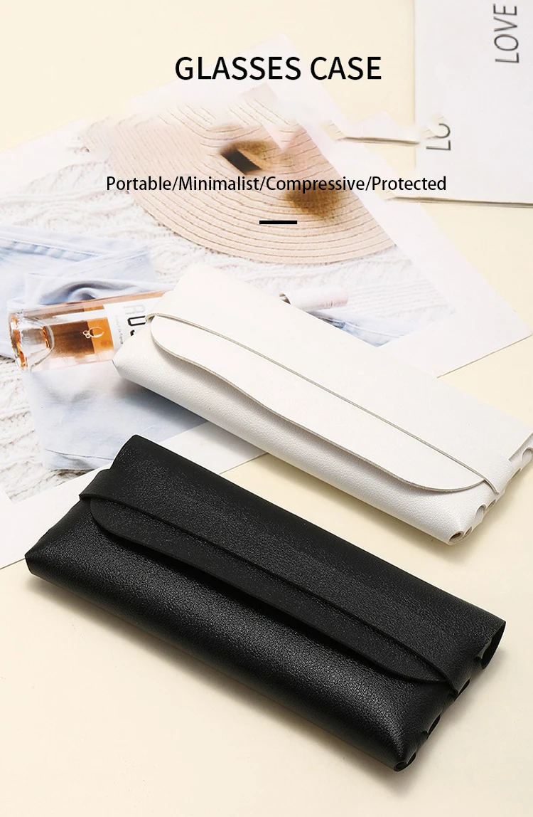 Schwarz-weiße Brillenetuis aus weichem und stilvollem Leder – Brillenschutztaschen, Reisezubehör für Männer und Frauen – stilvoll – Detail 1