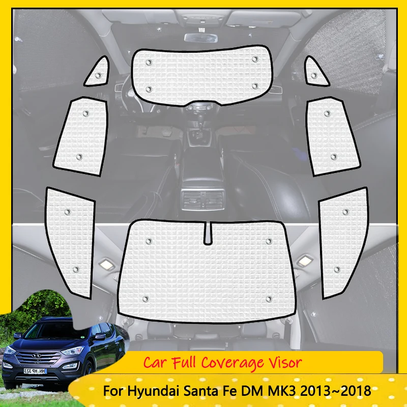 

Для Hyundai Santa Fe DM MK3 2013 ~ 2018 2014 2015 2016 полные чехлы солнцезащитные козырьки анти-УФ солнцезащитный крем для окон солнцезащитный козырек аксессуары