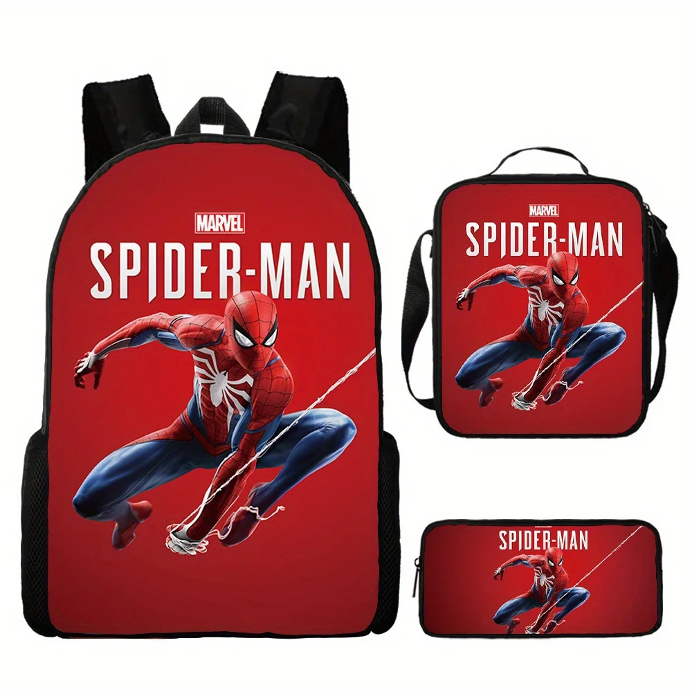 Disney Spidermans Plecak 3-częściowy zestaw plecaków dla uczniów szkół podstawowych Tornister z kreskówek Torba na lunch Piórnik Prezent dla ucznia