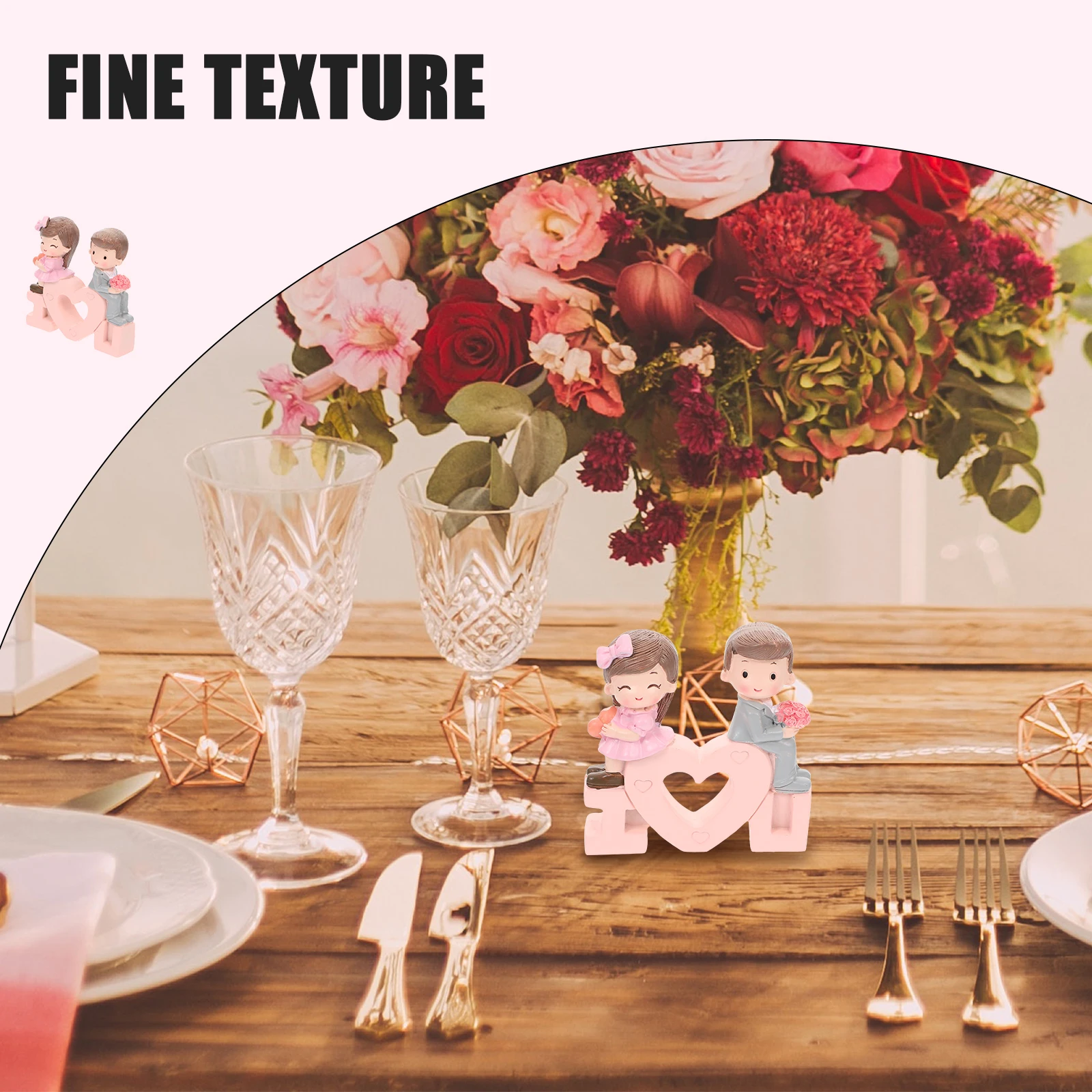 

Resin Craft Figurine Decor Romantic Couple Adornment Desktop Gift Valentine Day Small Size Exquisite Love Shape nament