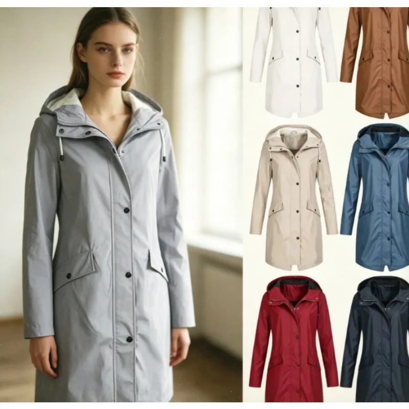 

European American Mountaineering Raincoat Women‘s Waterproof Zipper Jacket Breathable & Adjustable Great for Cycling