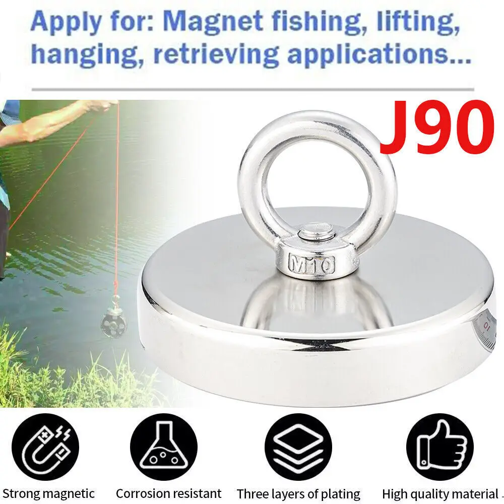 90MM Magnet Saage Recovery Neodymium Strong Hook Fishing Treasure Hunting UK