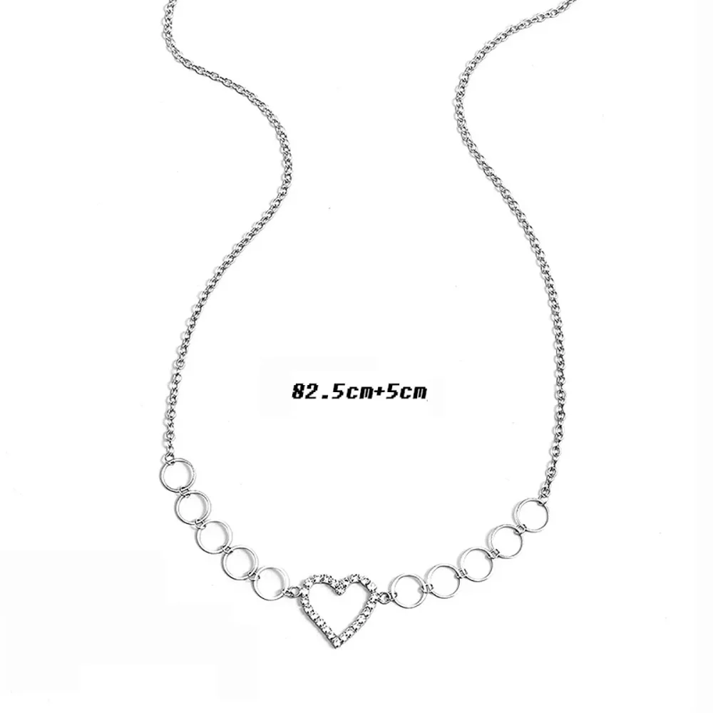 Fashion Aesthetic Sexy Rhinestone Crystal Body Jewelry Ring Heart Waist Belly Chain for Summer Women Girl Nightclub