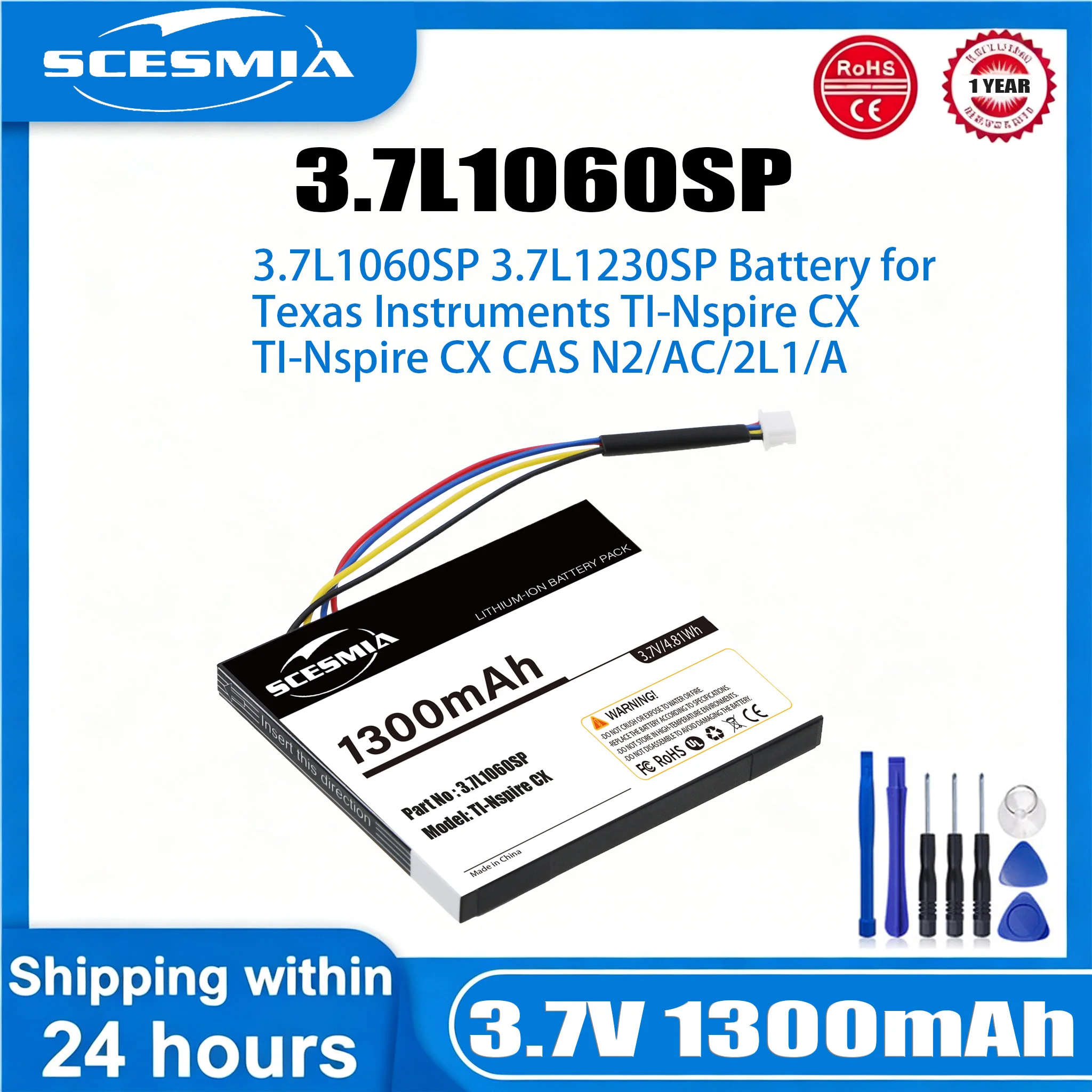 Batería de Calculadora de 1300 mAh para Texas Instruments TI-Nspire CX, TI-Nspire Touchpad, TI-84 C Silver, TI-Nspire CX CAS
