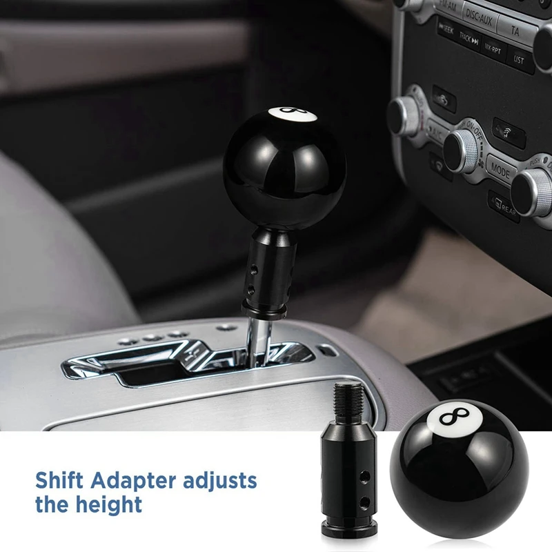 Ball Shift Knob, Billiard Black Round Shifter Knob, Manual Gear Shift Knob With Adapter For Non-Threaded Shift Knob