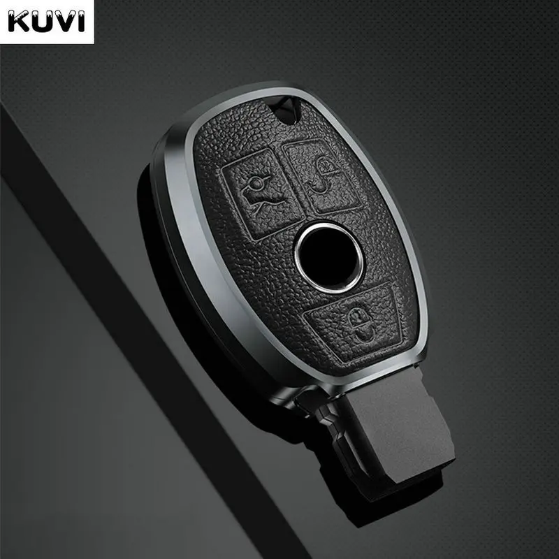Metal Leather Car Key Case Cover Shell Fob For Mercedes Benz A C E S G Class GLA CLA GLK GLC CLS W204 W463 W176 W251 W205 AMG