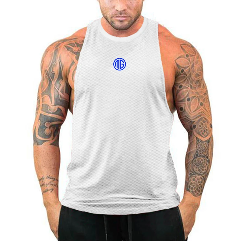 

Muscleguys Brand Gym Sports Mesh Quick Dry Workout Summer Fashion Breathable Bodybuilding Fitness Printed Sleeveless Shirt