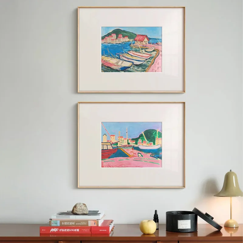 Landscape painting Nordic simple ins style dopamine living room decorative painting, porch niche Bauhaus hanging painting