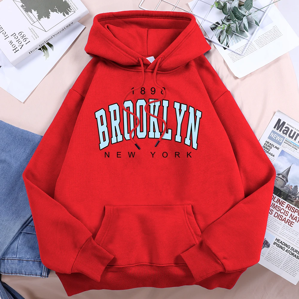 1898 Brooklyn New York Hoodies Women Casual Fashion Sport Hoody Fleece Warm Street Unisex Pullovers Harajuku Trend Basic Hooded