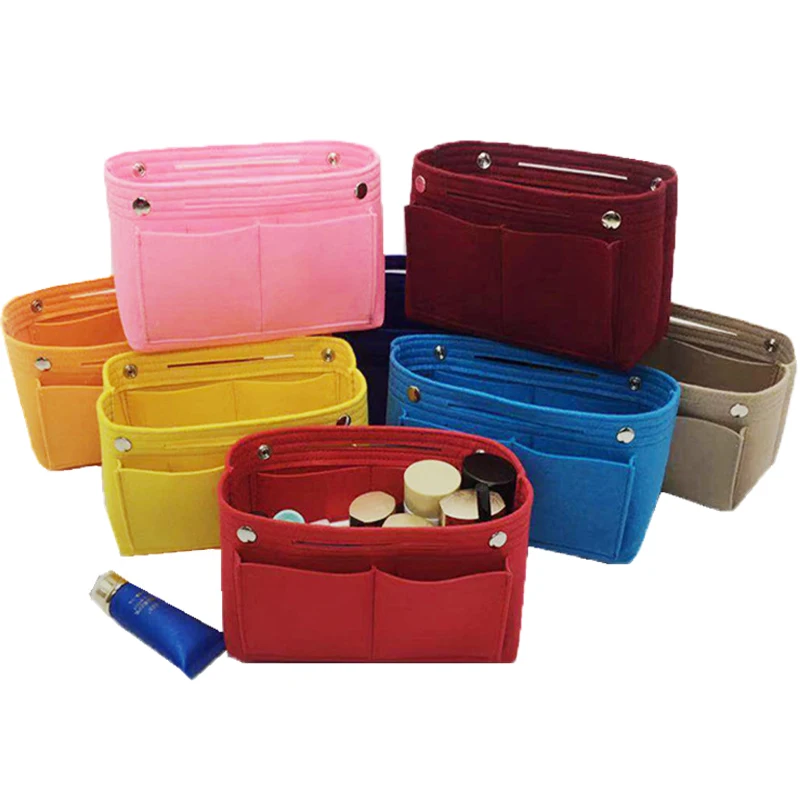 

Portable Multi-Pocket Travel Insert Felt Organizer Bag Purse Handbag Room Cosmetic Storage Bags Bathroom Women's Storage Bag