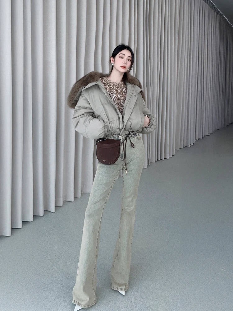 

Желтые повседневные джинсы-клеш из хлопка для женщин, винтажные, облегающие, с эффектом похудения