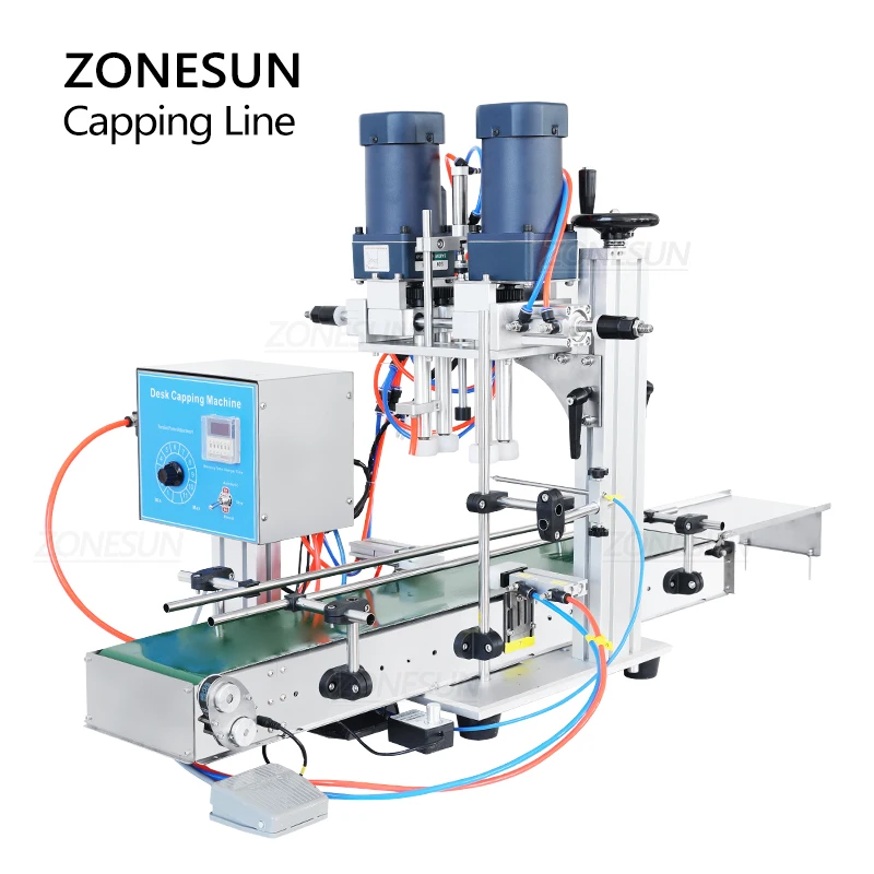 ZONESUN Capping Machine ZS-XG6100C Automatic Screwing Bottle Cap Juice Liquid Spray Cap Twist Glass Dropper Lid Conveyer Line