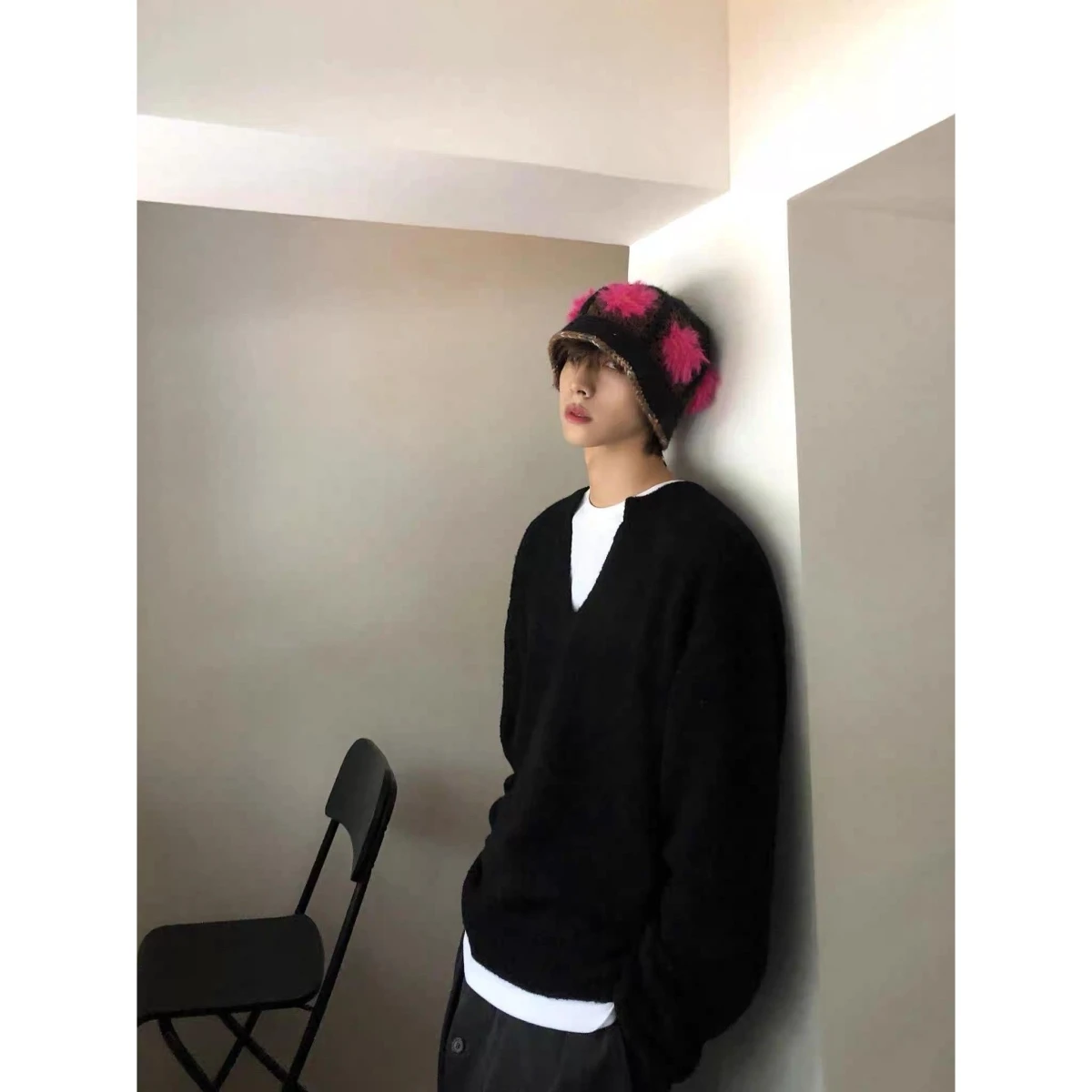 

Повседневный вязаный свитер в американском стиле ретро с v-образным вырезом, мужской цветной открытый кардиган, зимняя верхняя одежда, свободный крой, длинный све