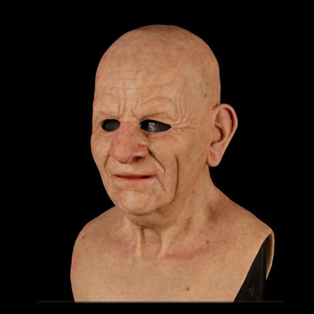 Oldster Latex Mask for Men Realistic Face Masks Grandfather Human Face Mascara De Latex Full Face Halloween Cosplay Horror Mask - Image 3