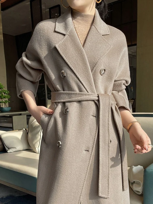 

Двустороннее сказочное шерстяное пальто средней длины, 00% австралийский шерстяной костюм, верхняя одежда, высококачественное шерстяное пальто Hepburn Sle