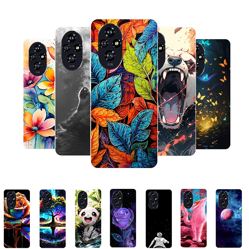 For Honor 200 Case ELI-AN00 Leaves Panda Soft Silicone Back Cover for Honor 200 5G Bumper Honor200 Phone Case